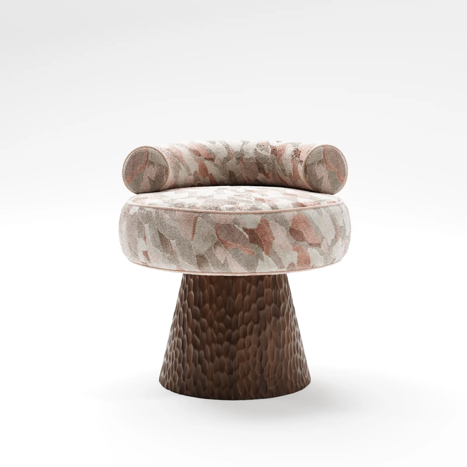 Bouclé Drum Pedestal Chair