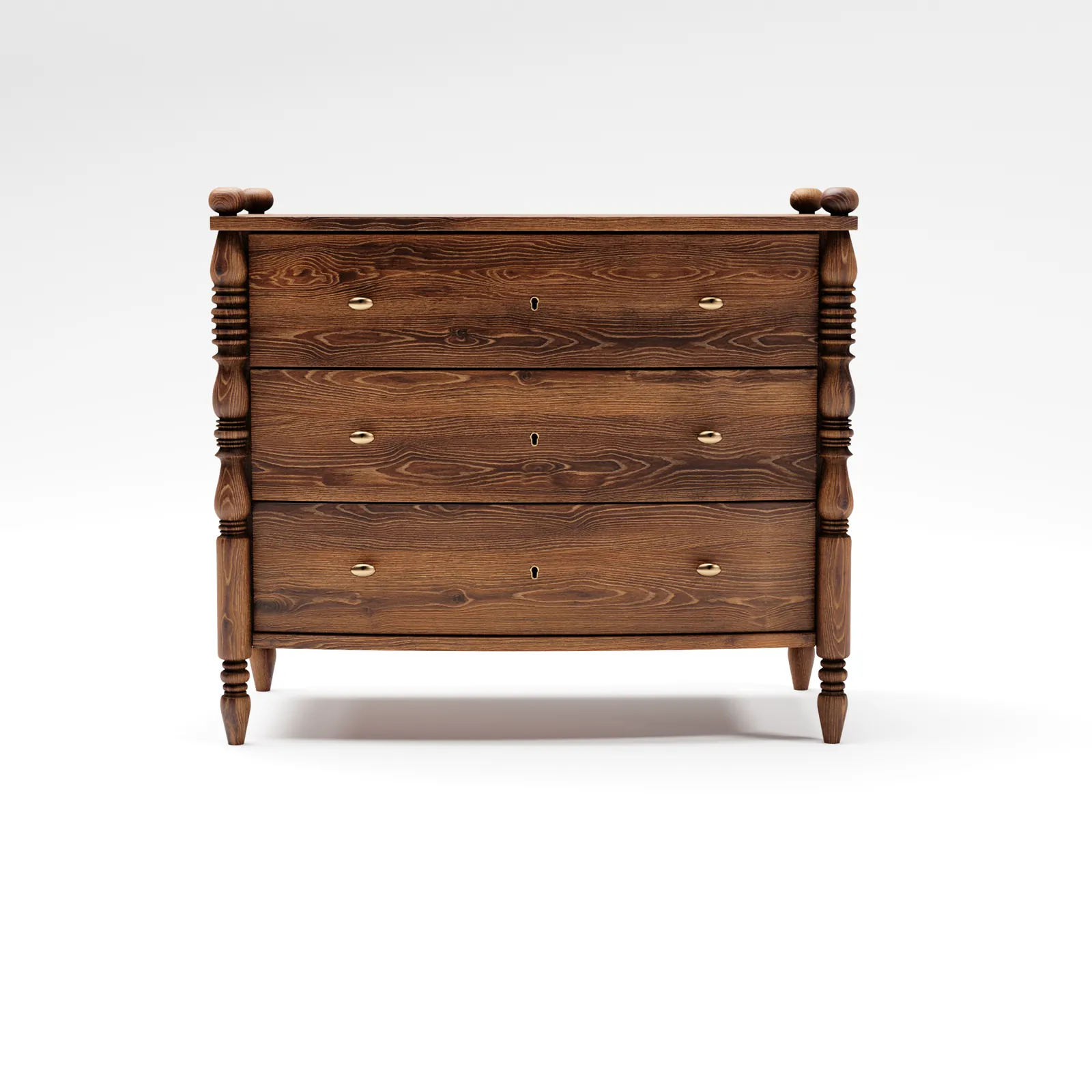 Walnut Three-Drawer Chest